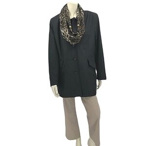 Fleet Street Women’s L Black Lightweight Button Down Collared Long Jacket